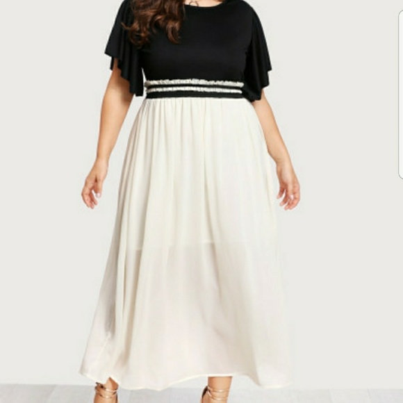 Plus Size Two Tone Maxi Dress - Picture 3 of 4